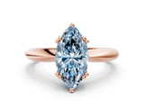 Rose gold Fancy Blue Marquise  Cut Solitaire Engagement Ring with Tapered Band and Four-Prong Setting 1