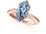 Rose gold Fancy Blue Marquise  Cut Solitaire Engagement Ring with Tapered Band and Four-Prong Setting 2