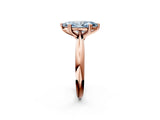 Rose gold Fancy Blue Marquise  Cut Solitaire Engagement Ring with Tapered Band and Four-Prong Setting 3