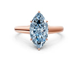 Rose gold Fancy Blue Marquise Cut Solitaire Engagement Ring with Tapered Band and Four-Prong Setting_3