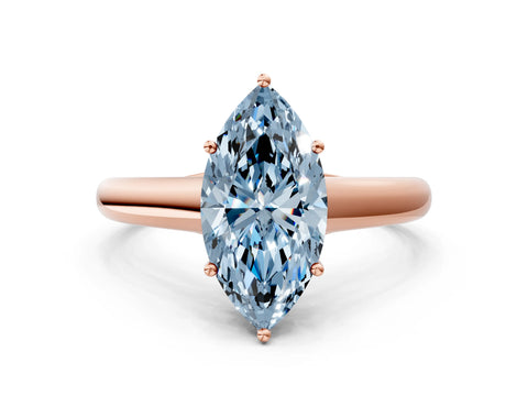Rose gold Fancy Blue Marquise Cut Solitaire Engagement Ring with Tapered Band and Four-Prong Setting_3