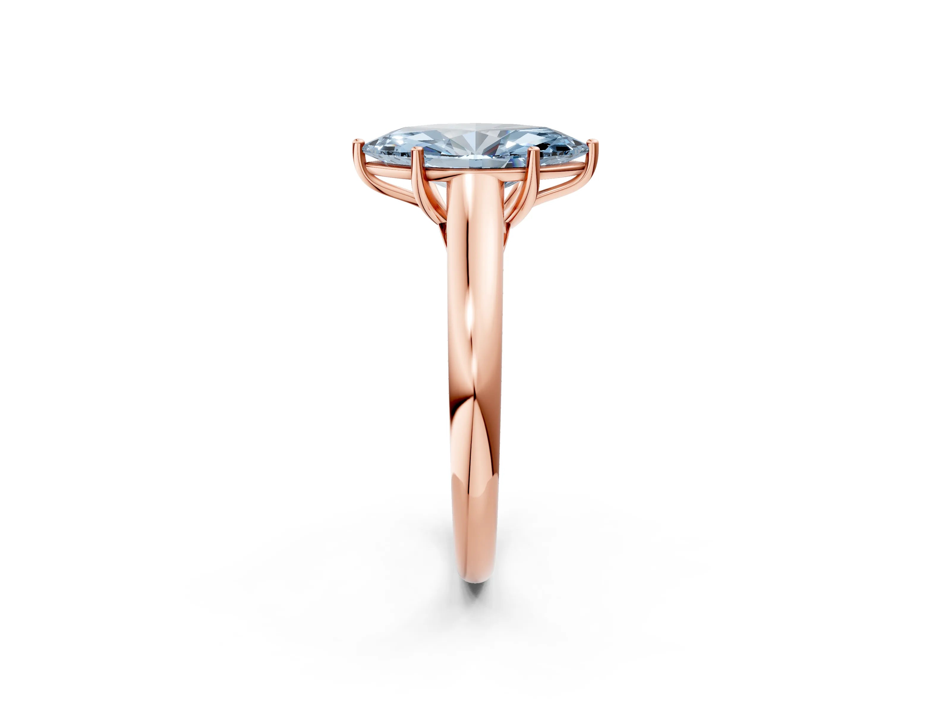 Rose gold Fancy Blue Marquise Cut Solitaire Engagement Ring with Tapered Band and Four-Prong Setting_5