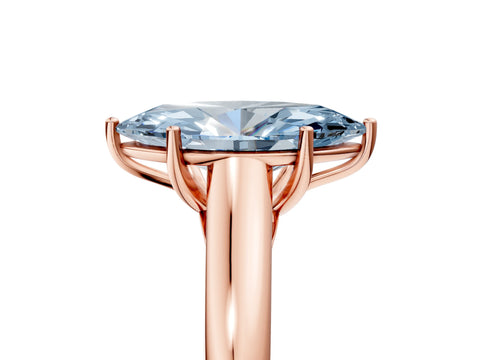 Rose gold Fancy Blue Marquise Cut Solitaire Engagement Ring with Tapered Band and Four-Prong Setting_8