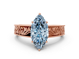 Rose gold Fancy Blue Marquise  Cut Solitaire Engraved Band with Four-Prong Setting_80