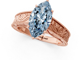 Rose gold Fancy Blue Marquise  Cut Solitaire Engraved Band with Four-Prong Setting_81