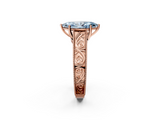 Rose gold Fancy Blue Marquise  Cut Solitaire Engraved Band with Four-Prong Setting_82