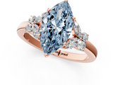 Rose gold Fancy Blue Marquise  Cut Solitaire Floral Diamond Ring with Four-Prong Setting_55