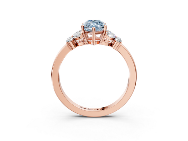 Rose gold Fancy Blue Marquise  Cut Solitaire Floral Diamond Ring with Four-Prong Setting