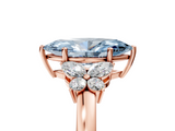 Rose gold Fancy Blue Marquise  Cut Solitaire Floral Diamond Ring with Four-Prong Setting_59