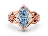 Rose gold Fancy Blue Marquise Cut Solitaire Intertwined Band Prong Setting Ring