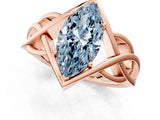 Rose gold Fancy Blue Marquise Cut Solitaire Intertwined Band Prong Setting Ring_1
