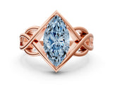 Rose gold Fancy Blue Marquise Cut Solitaire Intertwined Band Prong Setting Ring_6