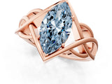 Rose gold Fancy Blue Marquise Cut Solitaire Intertwined Band Prong Setting Ring_7
