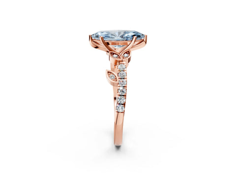 Rose gold Fancy Blue Marquise Cut Solitaire Leaf-Inspired Diamond Ring with Pavé Band and Four-Prong Setting_2