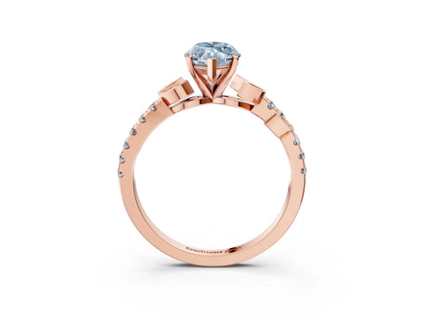 Rose gold Fancy Blue Marquise Cut Solitaire Leaf-Inspired Diamond Ring with Pavé Band and Four-Prong Setting_3