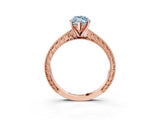 Rose gold Fancy Blue Marquise Cut Solitaire Milgrain Engraved Band with Four-Prong Setting_3