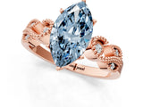 Rose gold Fancy Blue Marquise Cut Solitaire Milgrain Leaf Band with Prong Setting_1