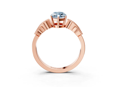 Rose gold Fancy Blue Marquise Cut Solitaire Milgrain Leaf Band with Prong Setting_3