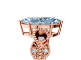 Rose gold Fancy Blue Marquise Cut Solitaire Milgrain Leaf Band with Prong Setting_5
