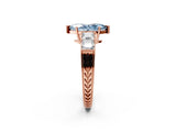 Rose gold Fancy Blue Marquise Cut Solitaire Princess Side Stone Engraved Band Prong Setting Ring_2
