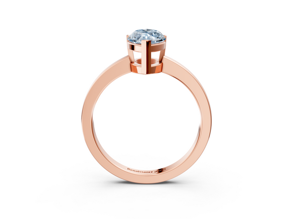 Rose gold Fancy Blue Marquise  Cut Solitaire Ring with Four-Prong Setting and Classic Band