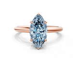 Rose gold Fancy Blue Marquise  Cut Solitaire Ring with Thin Band and Four-Prong Setting_16