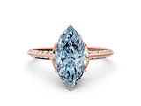 Rose gold Fancy Blue Marquise Cut Solitaire Split Shank Pave Diamond Engagement Ring with Four-Prong Setting_24