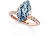 Rose gold Fancy Blue Marquise Cut Solitaire Split Shank Pave Diamond Engagement Ring with Four-Prong Setting_25