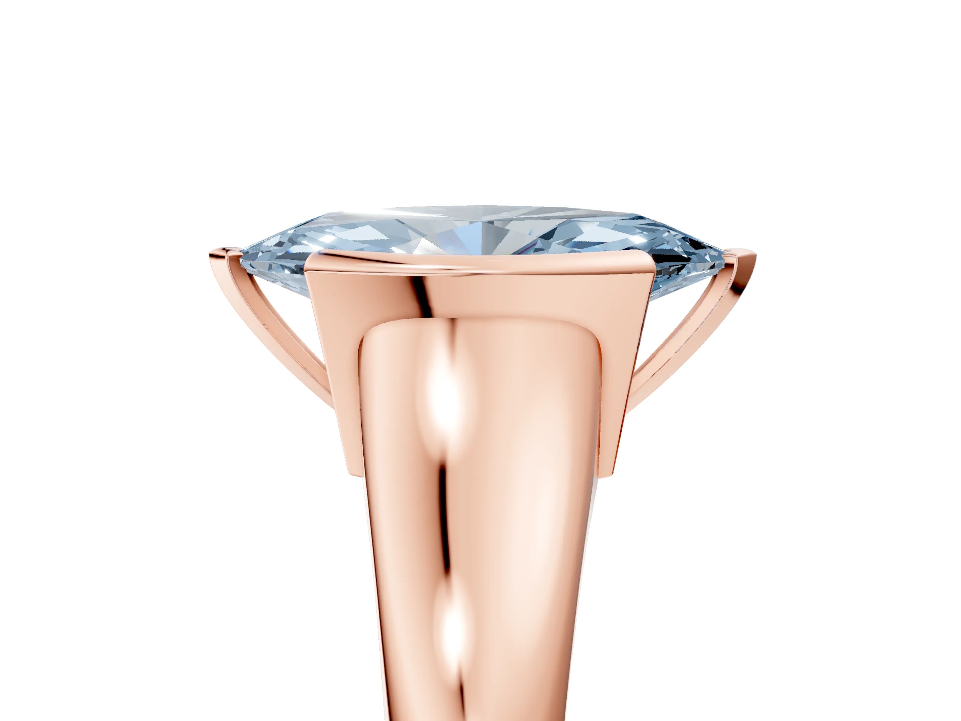 Rose gold Fancy Blue Marquise Cut Solitaire Tension Set Diamond Ring with Split Shank Band_5