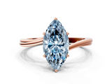 Rose gold Fancy Blue Marquise  Cut Solitaire Twist Band Ring with Four-Prong Setting_54