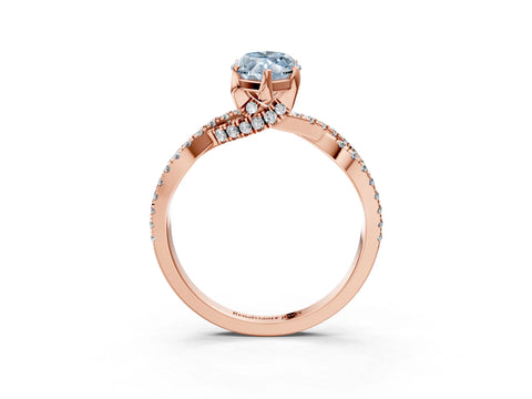 Rose gold Fancy Blue Marquise Cut Solitaire Twist Pave Diamond Engagement Ring with Prong Setting_3