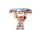 Rose gold Fancy Blue Marquise Cut Solitaire Twist Pave Diamond Engagement Ring with Prong Setting_5
