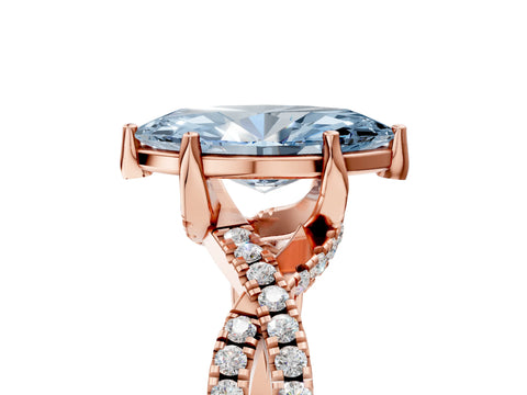 Rose gold Fancy Blue Marquise Cut Solitaire Twist Pave Diamond Engagement Ring with Prong Setting_5