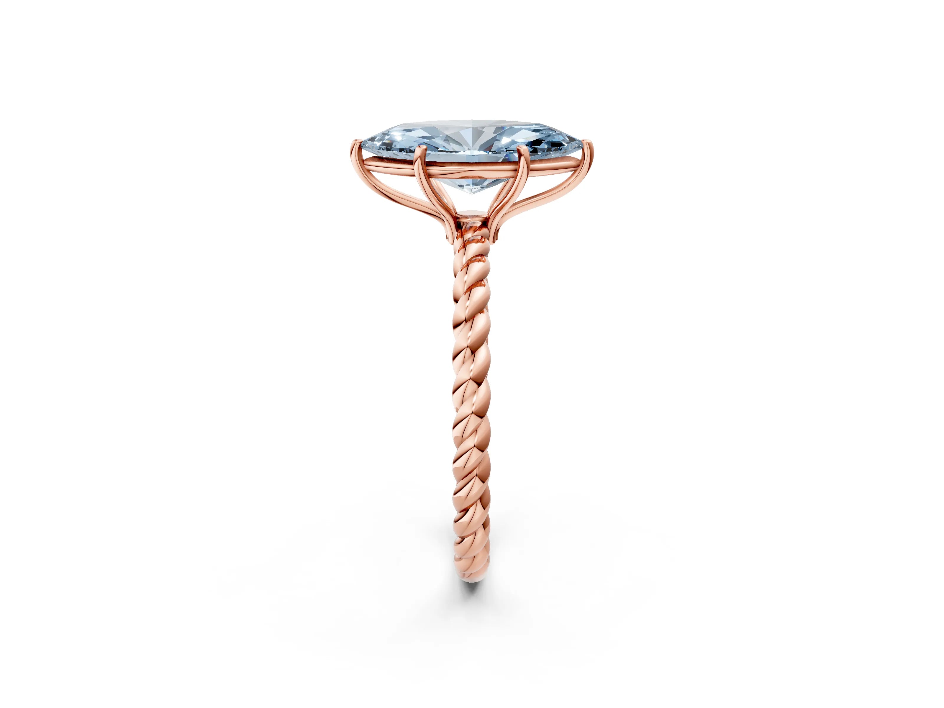 Rose gold Fancy Blue Marquise Cut Solitaire Twisted Band 4-Prong Ring_2