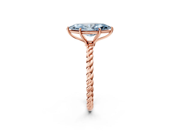 Rose gold Fancy Blue Marquise Cut Solitaire Twisted Band 4-Prong Ring