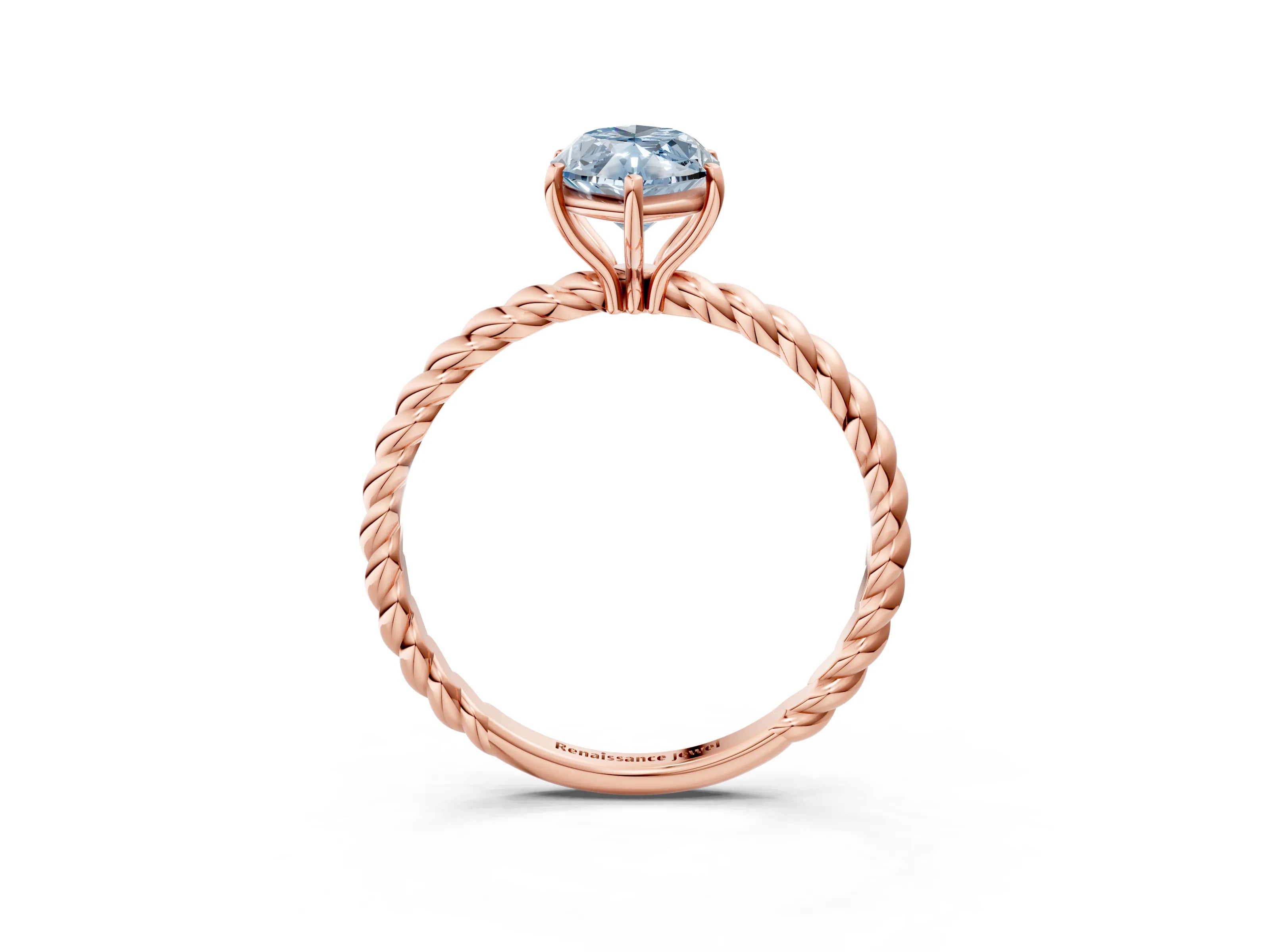 Rose gold Fancy Blue Marquise Cut Solitaire Twisted Band 4-Prong Ring_3