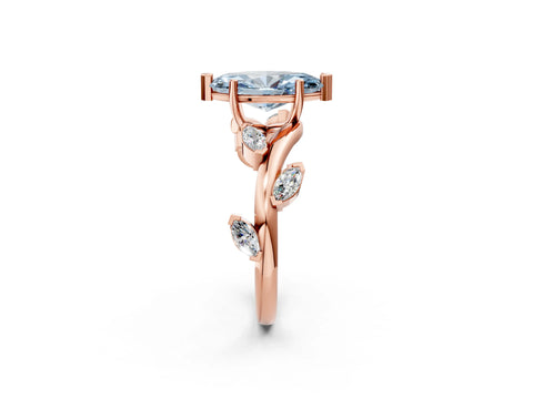 Rose gold Fancy Blue Marquise Cut Solitaire Twisted Band Marquise Accent Prong Setting Ring_2