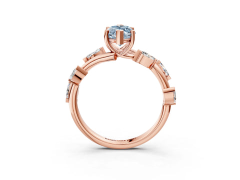 Rose gold Fancy Blue Marquise Cut Solitaire Twisted Band Marquise Accent Prong Setting Ring_3