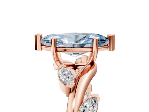 Rose gold Fancy Blue Marquise Cut Solitaire Twisted Band Marquise Accent Prong Setting Ring_5