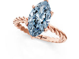 Rose gold Fancy Blue Marquise  Cut Solitaire Twisted Band with Four-Prong Setting_84