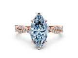Rose gold Fancy Blue Marquise Cut Solitaire Twisted Pave Band with Four-Prong Setting_3