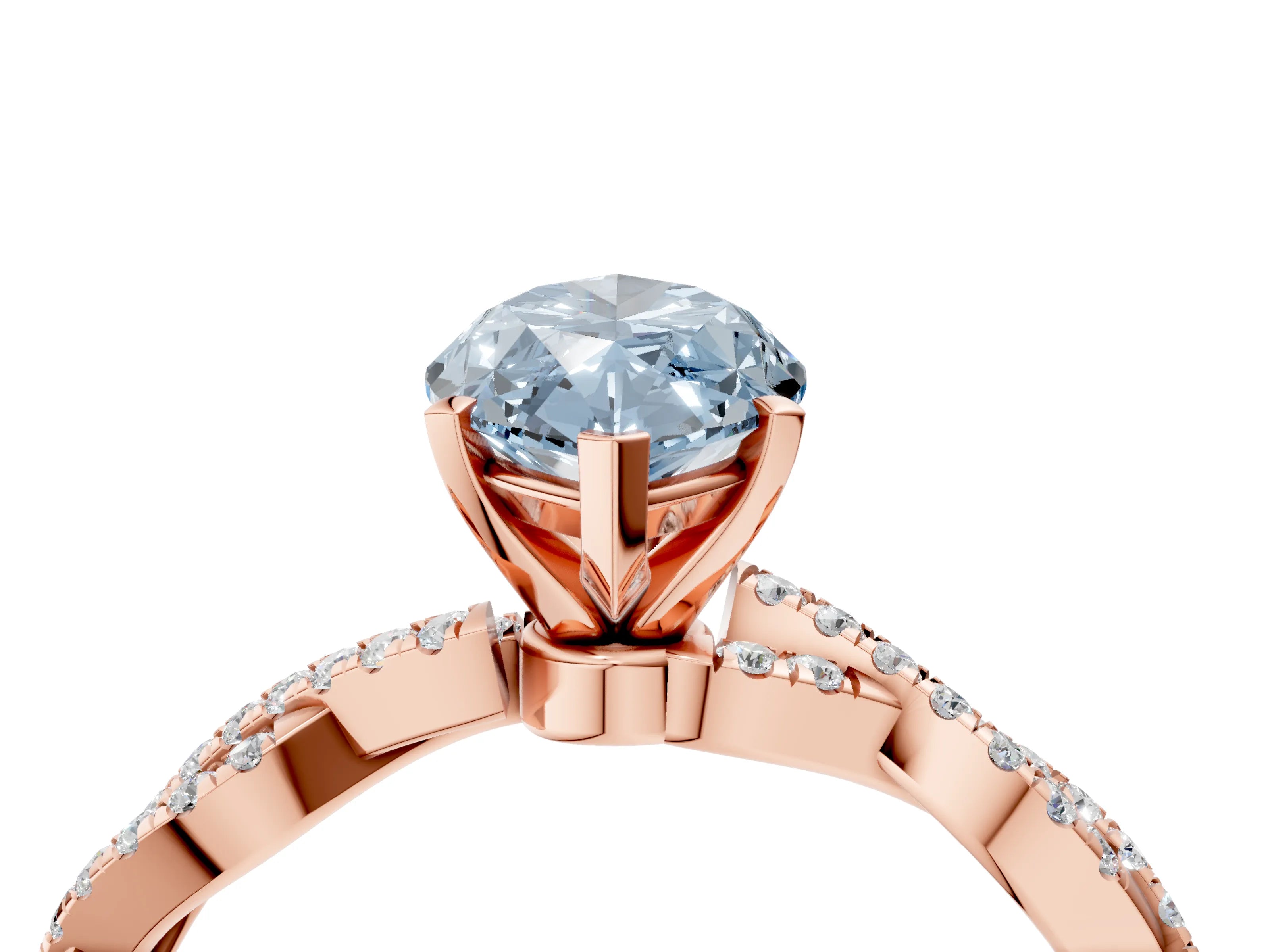 Rose gold Fancy Blue Marquise Cut Solitaire Twisted Pave Band with Four-Prong Setting_7