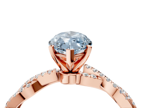 Rose gold Fancy Blue Marquise Cut Solitaire Twisted Pave Band with Four-Prong Setting_7