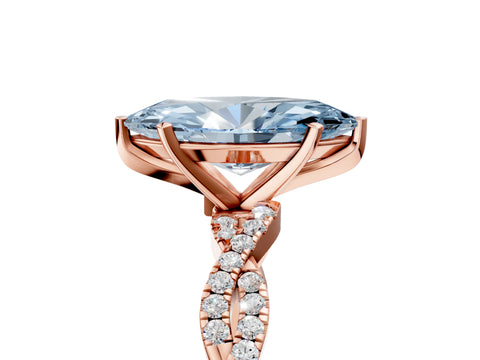 Rose gold Fancy Blue Marquise Cut Solitaire Twisted Pave Band with Four-Prong Setting_8