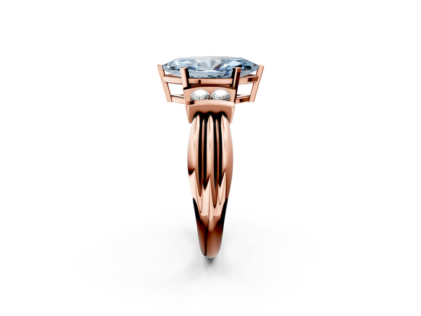 Rose gold Fancy Blue Marquise  Cut Three-Stone Channel Set Ring with Bar Prongs