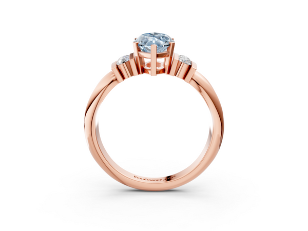 Rose gold Fancy Blue Marquise  Cut Three-Stone Channel Set Ring with Bar Prongs
