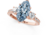 Rose gold Fancy Blue Marquise  Cut Three-Stone Diamond Pavé Band with Prong Setting_18