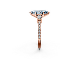 Rose gold Fancy Blue Marquise  Cut Three-Stone Diamond Pavé Band with Prong Setting_19