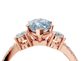 Rose gold Fancy Blue Marquise  Cut Three-Stone Diamond Pavé Band with Prong Setting_21