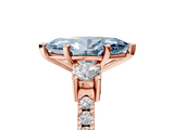 Rose gold Fancy Blue Marquise  Cut Three-Stone Diamond Pavé Band with Prong Setting_22